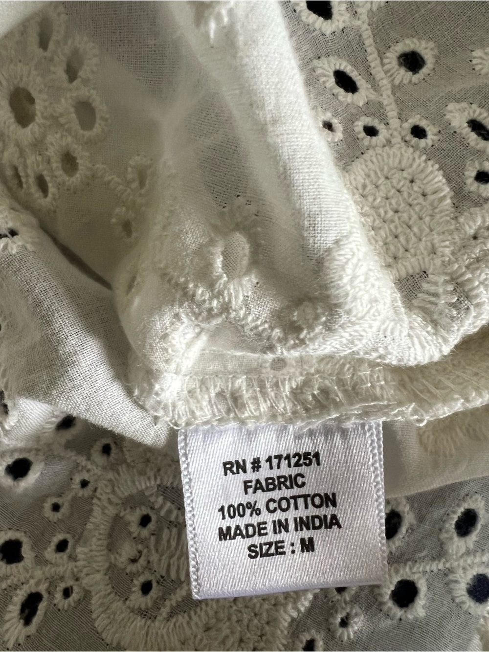 Jennifer & Grace White Eyelet Medium Lace Button-Front Women's 100% Cotton Top - Picture 13 of 15